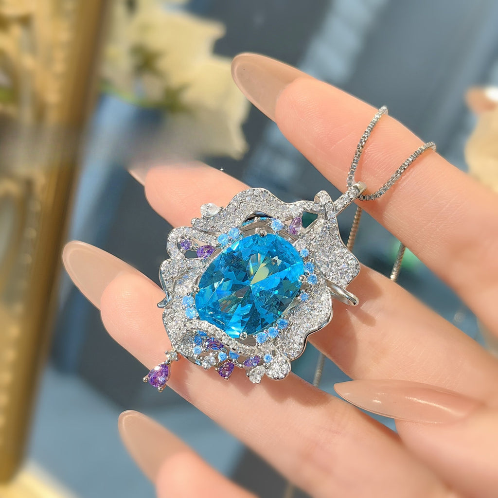 Large & Small Santa Maria Blue Zirconia Pendant – No Chain