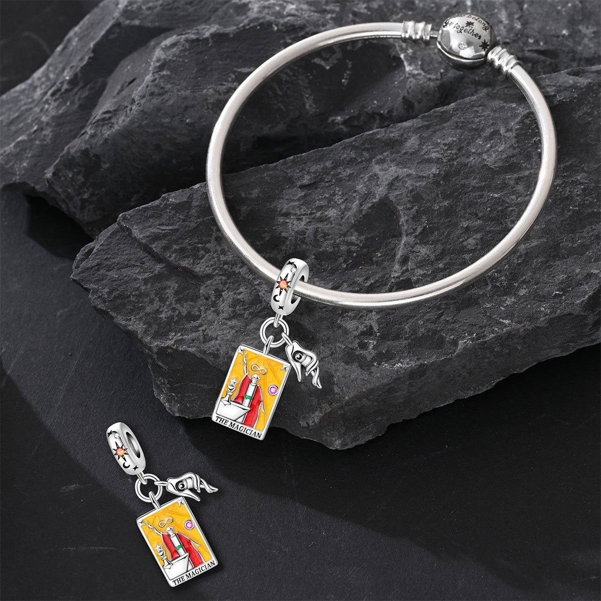 Mystic Tarot Sun & Moon Charm Bracelet – Sterling Silver Plated – Zodiac Energy Jewelry