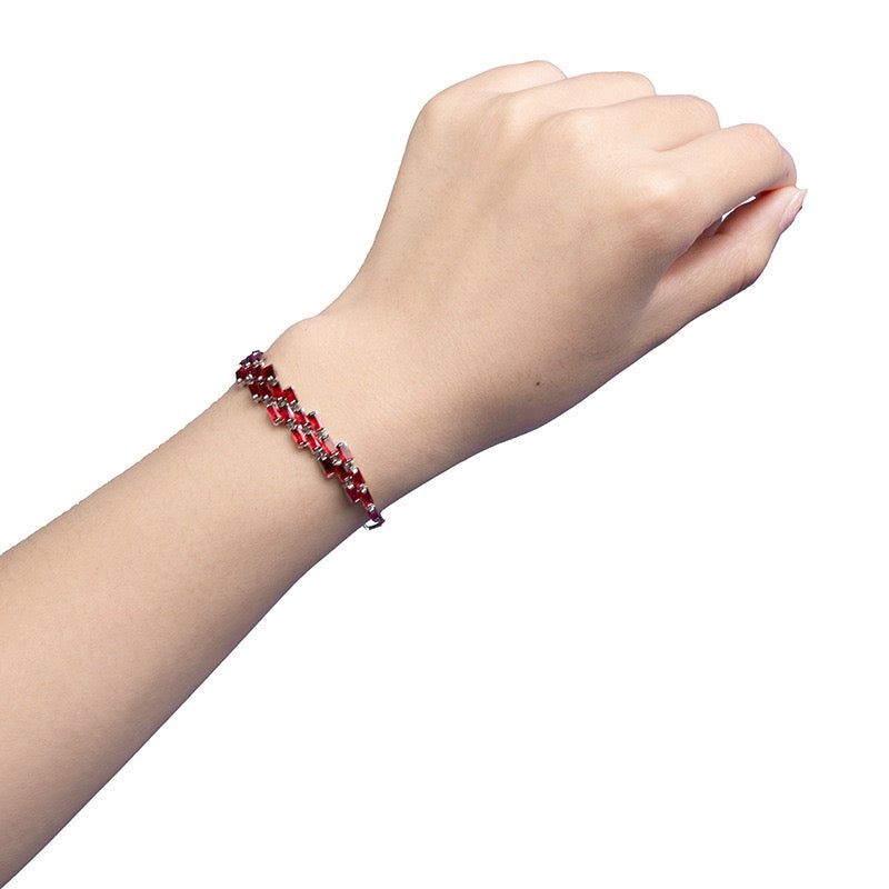 Double Layer Diamond Necklace Bracelet Earrings Set | Sapphire Ruby Emerald White Gemstone Jewelry Trio