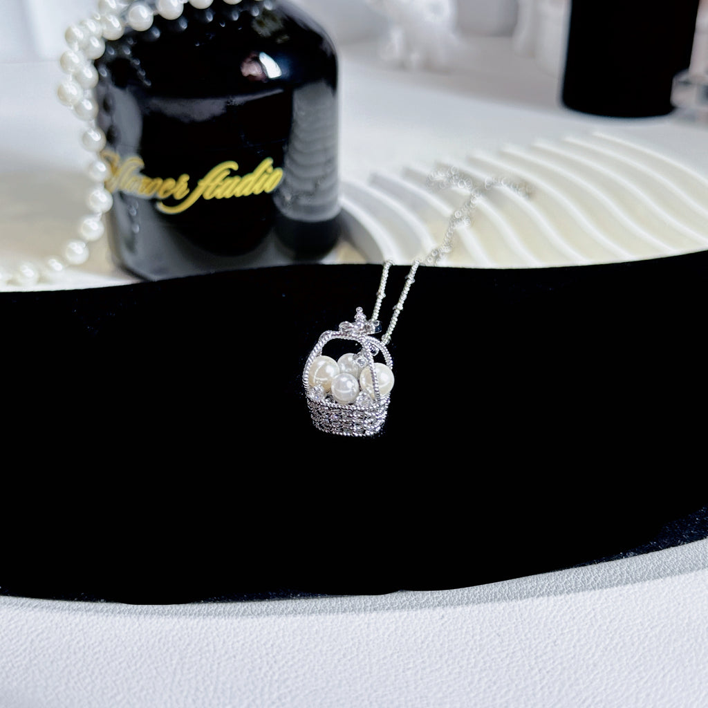 The Fortune Basket Necklace - Baroque Pearl Accent, Layering Chain - Pale Luna Jewelry