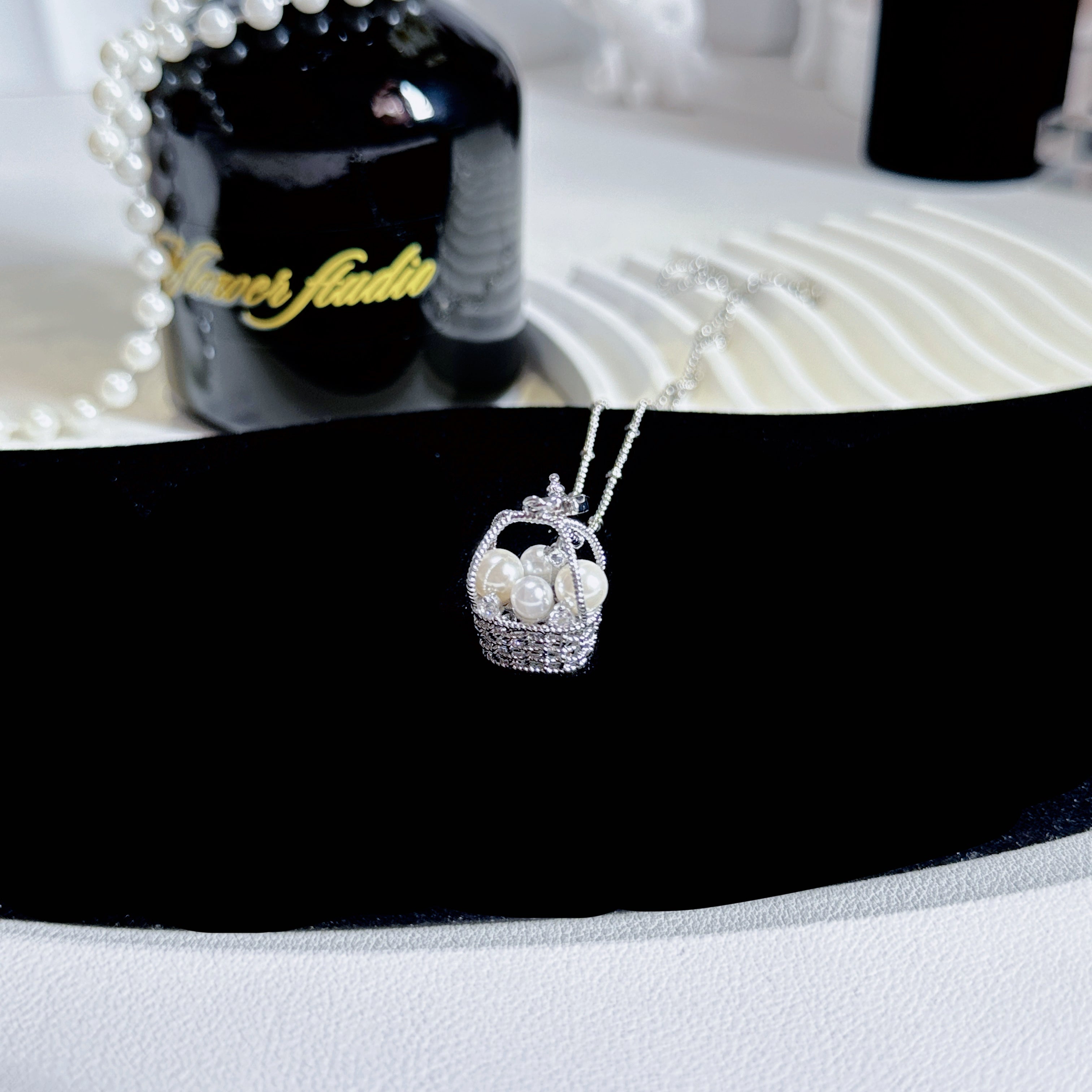 The Fortune Basket Necklace - Baroque Pearl Accent, Layering Chain - Pale Luna Jewelry