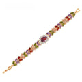Elliptical Leaf Zirconia Bracelet – Gold Tone