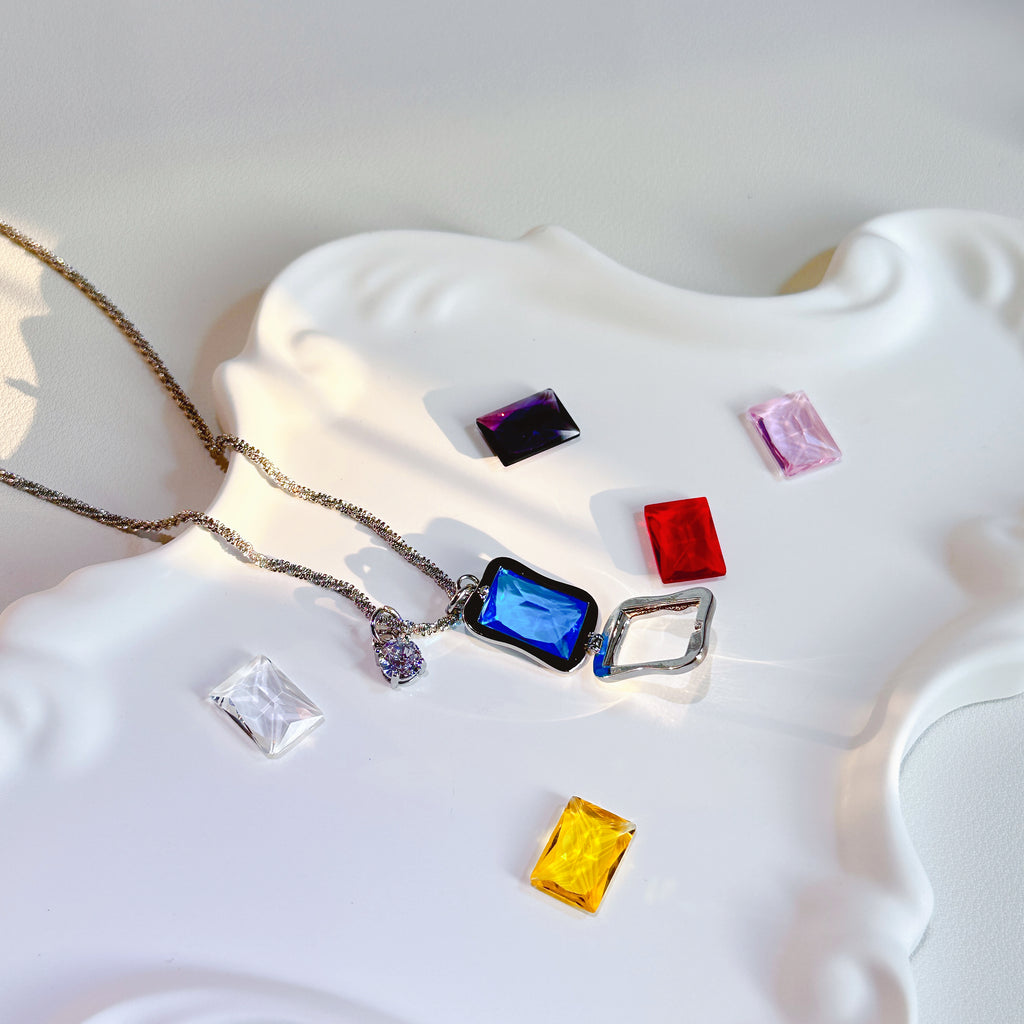 The Chameleon Solitaire Necklace | 6-Color Interchangeable Zirconia & Multi-Way Wear