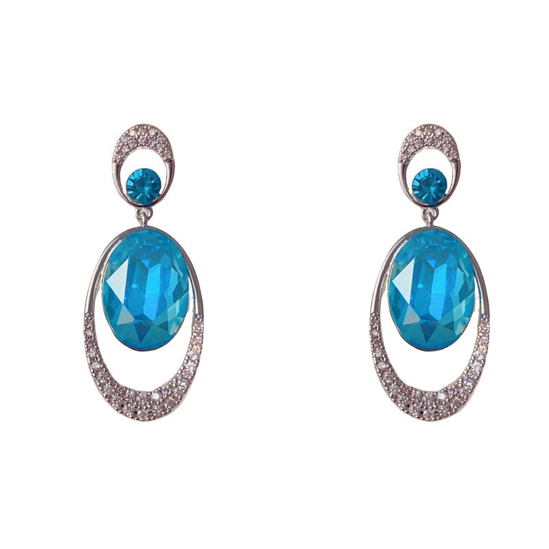 Oval Micro-Pavé Zirconia & Crystal Stud Earrings - Gold Plated Minimalist Luxury