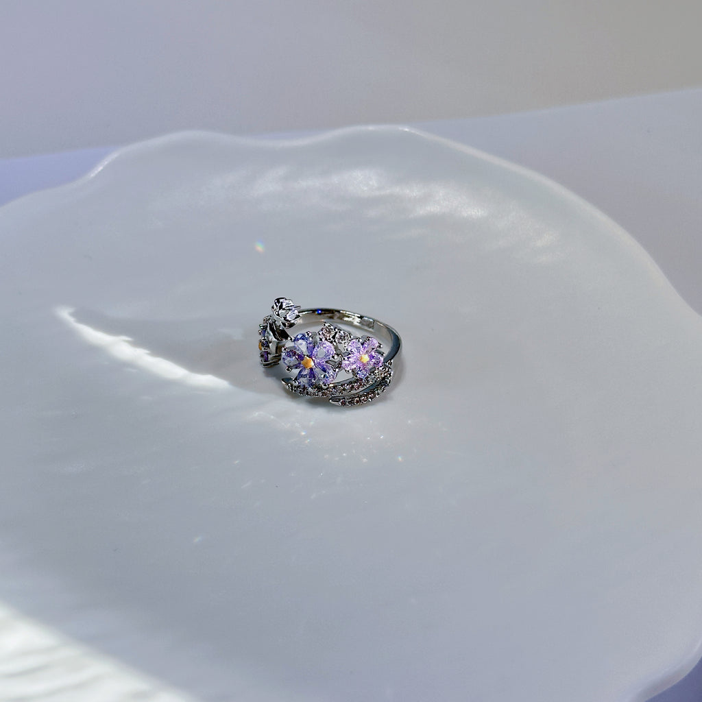 【Love and Deep Space】 Shen Xinghui's Aster Flower Ring - Celestial Bloom with Cubic Zirconia - Pale Luna Jewelry