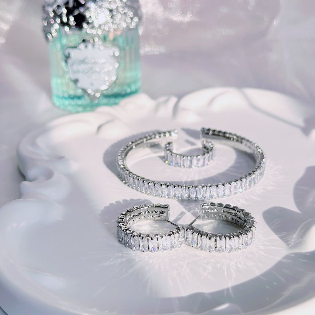 Petite Silver Cuff, Adjustable Ring & Stud Earrings with Channel-Set Zirconia