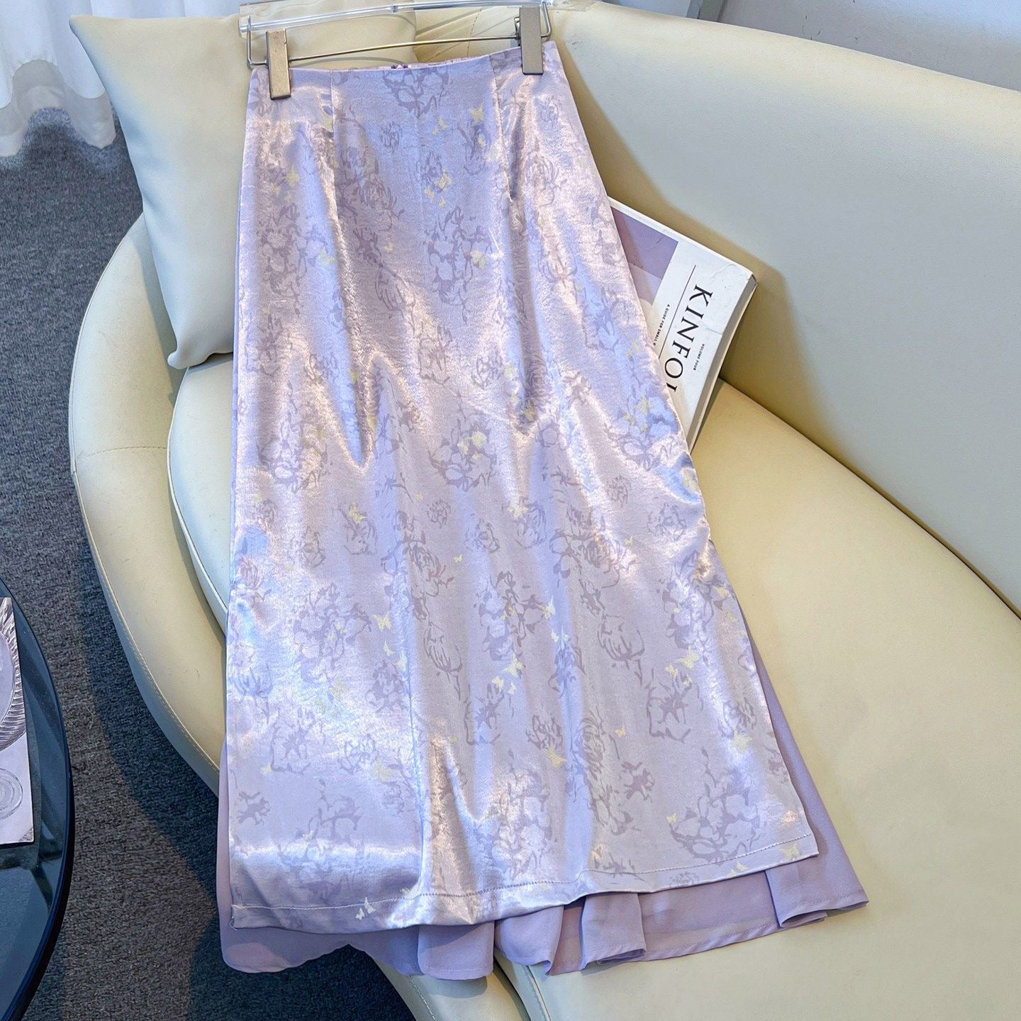 Luxe Satin Midi Skirt – Soft Drape, Elastic High Waist