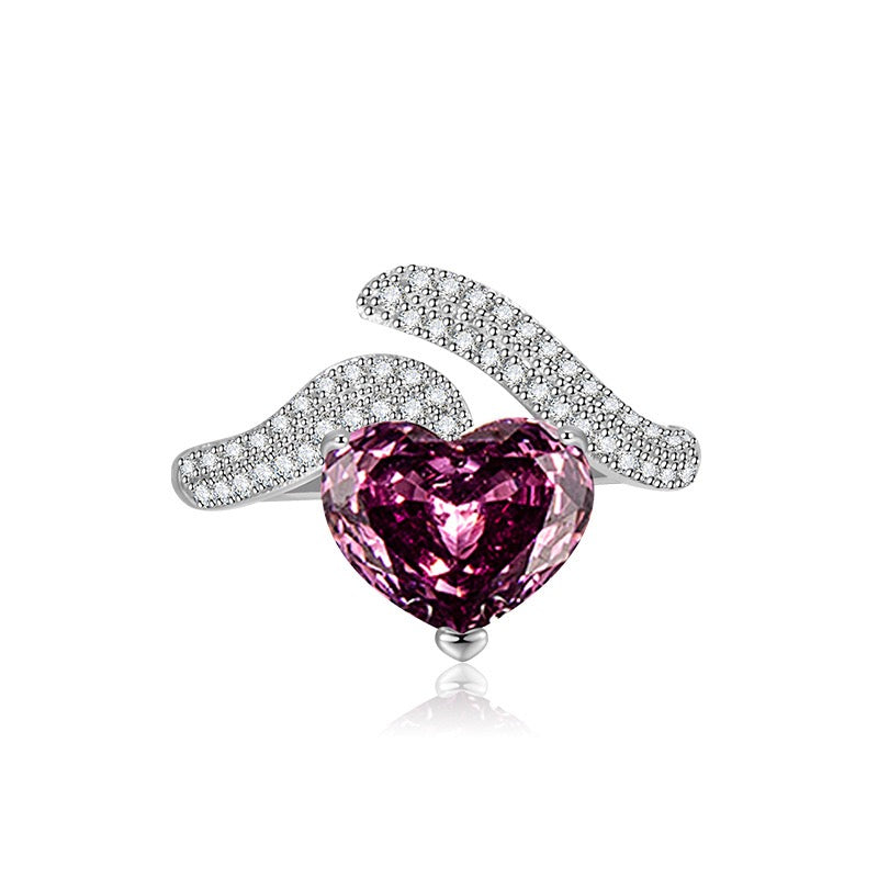 Love Heart Ring – Ice-Cut High Carbon Diamond Heart Ring | 8 Colors Adjustable
