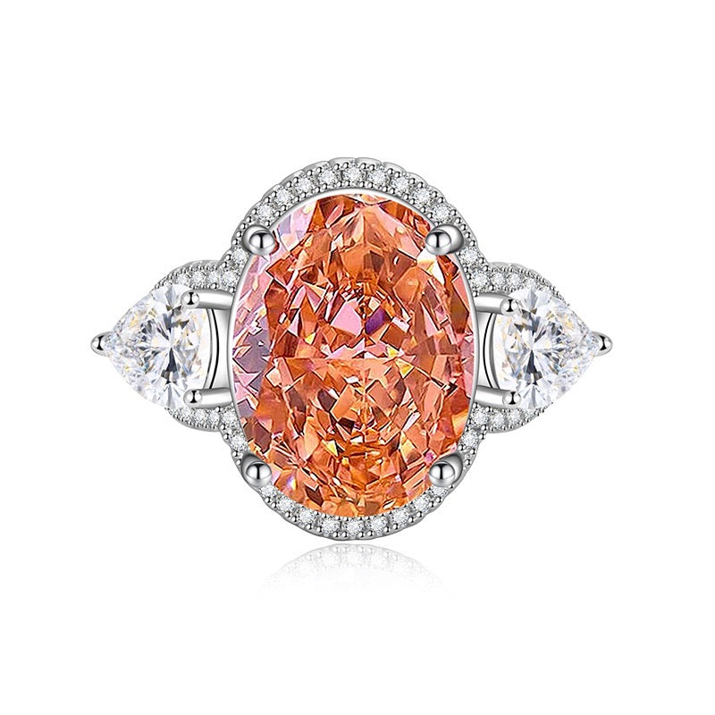 Pavé Palace Cocktail Ring – Oversized Padparadscha-Style Zirconia