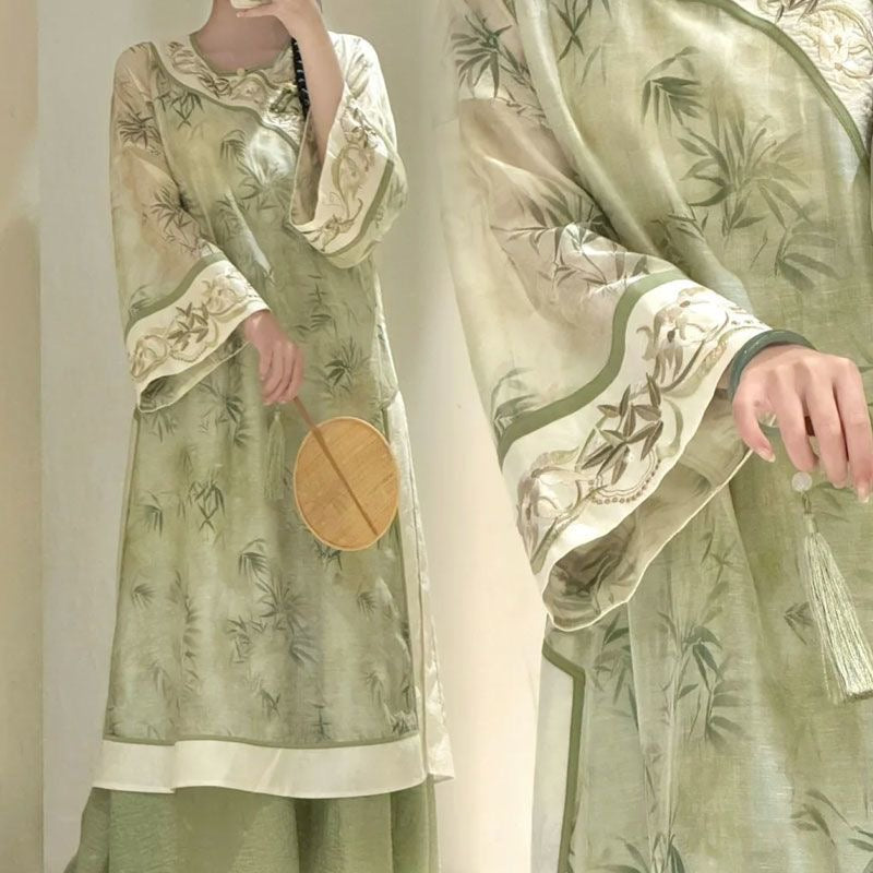 Heavy Embroidery Hanfu-Style Set – Dress + Slip + Skirt