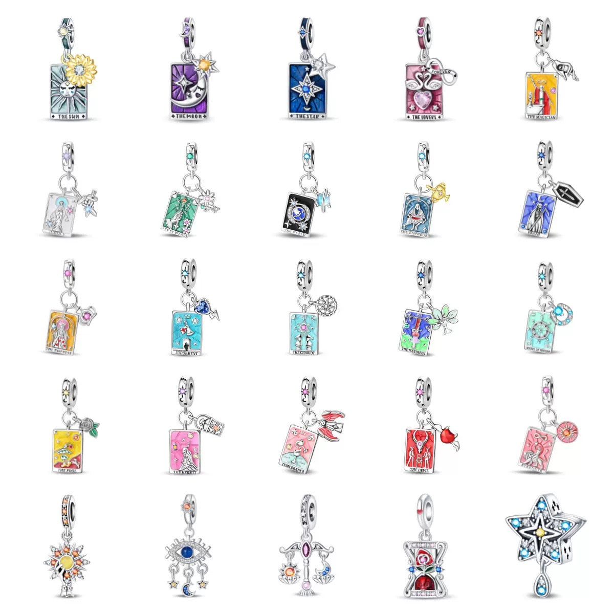 Mystic Tarot Sun & Moon Charm Bracelet – Sterling Silver Plated – Zodiac Energy Jewelry