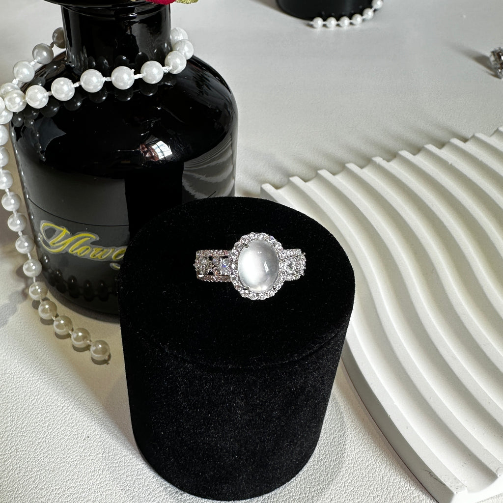 3-Piece Albite Jade Suite - Open Ring, Stud Earrings & Pendant Necklace | Complete Luxury Set - Pale Luna Jewelry