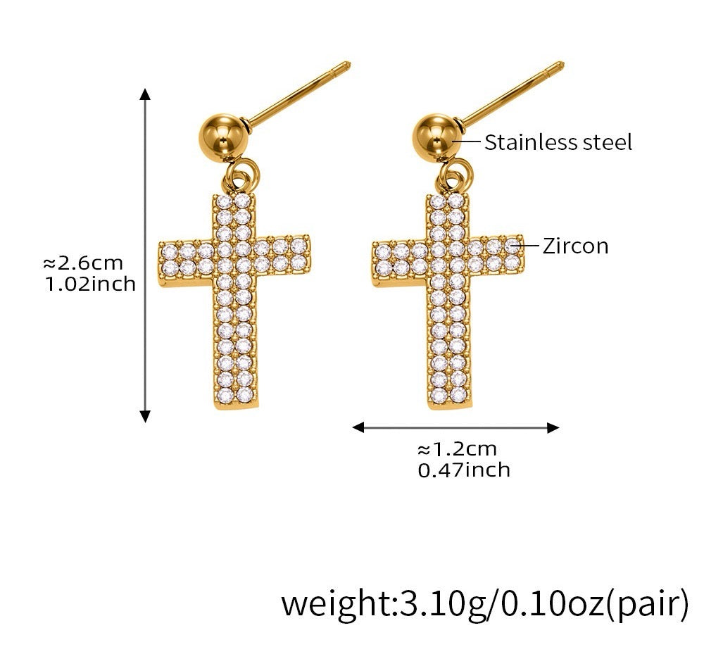 The Gilded Cross Suite - 4-Piece Vintage Necklace, Bracelet, Earrings & Ring Set