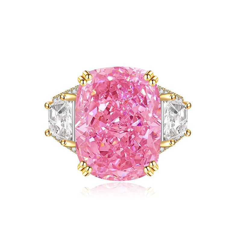 Ice Rectangle Ring – Fat Rectangle Cut High Carbon Diamond Cocktail Ring | 6 Colors Adjustable