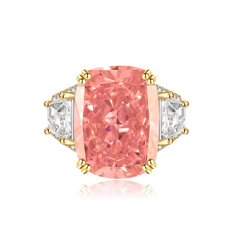 Ice Rectangle Ring – Fat Rectangle Cut High Carbon Diamond Cocktail Ring | 6 Colors Adjustable