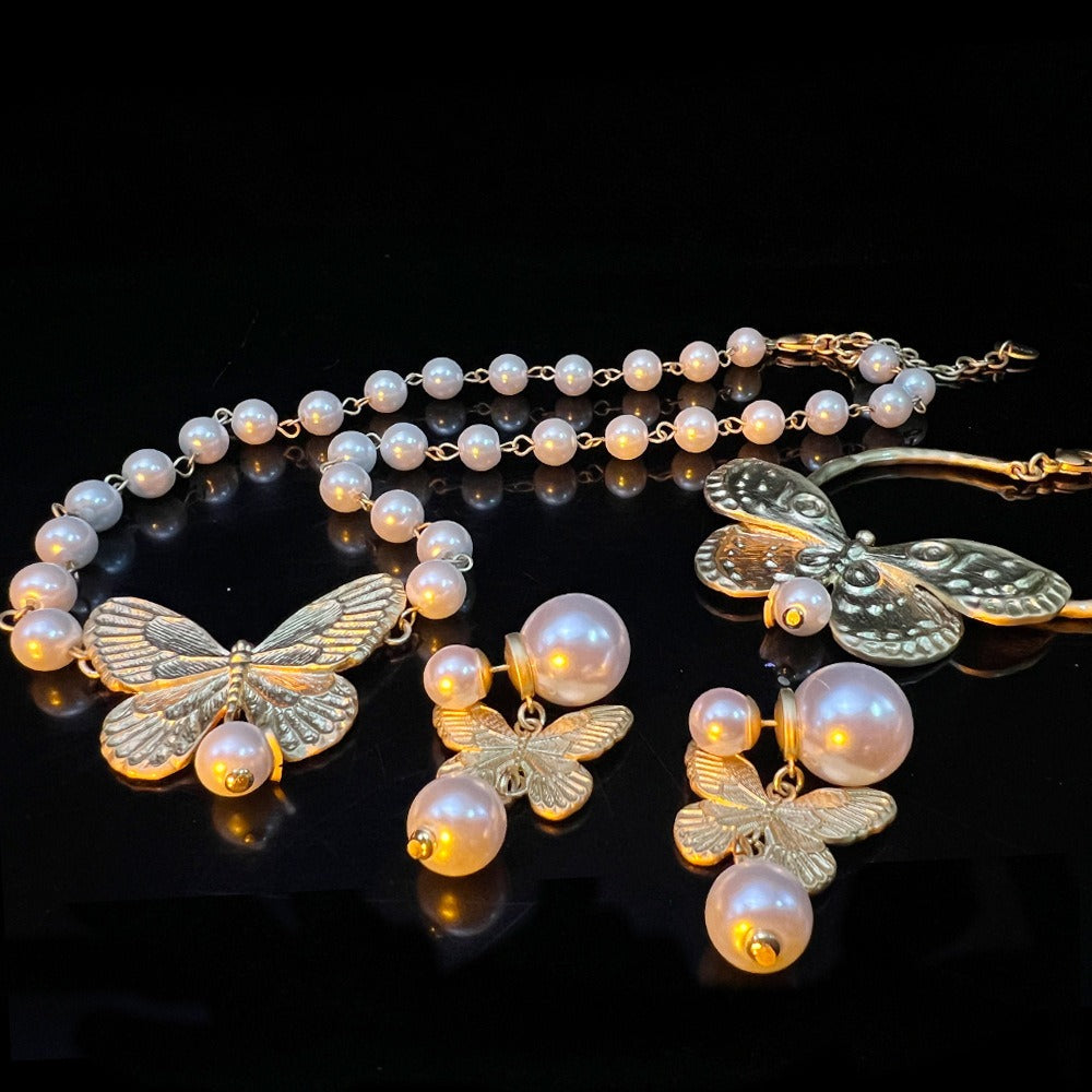 Butterfly Collection – Earrings, Necklace, Bracelet, Ring, Hair Clip (24k Gold)
