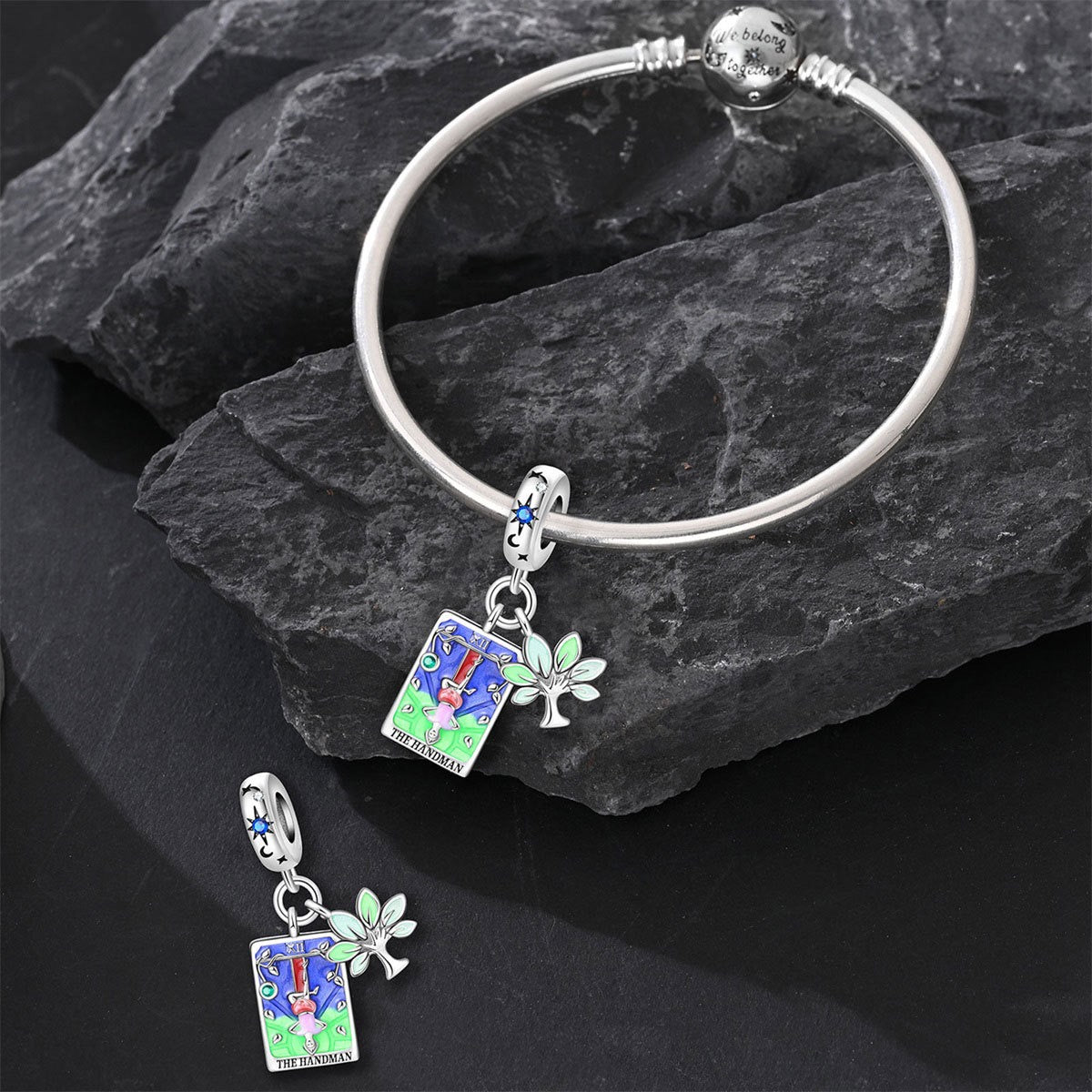 Mystic Tarot Sun & Moon Charm Bracelet – Sterling Silver Plated – Zodiac Energy Jewelry