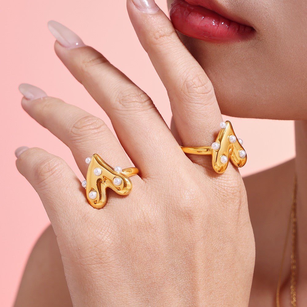 The Gilded Heart Suite - Articulated in Stainless Steel & Cultured Pearl