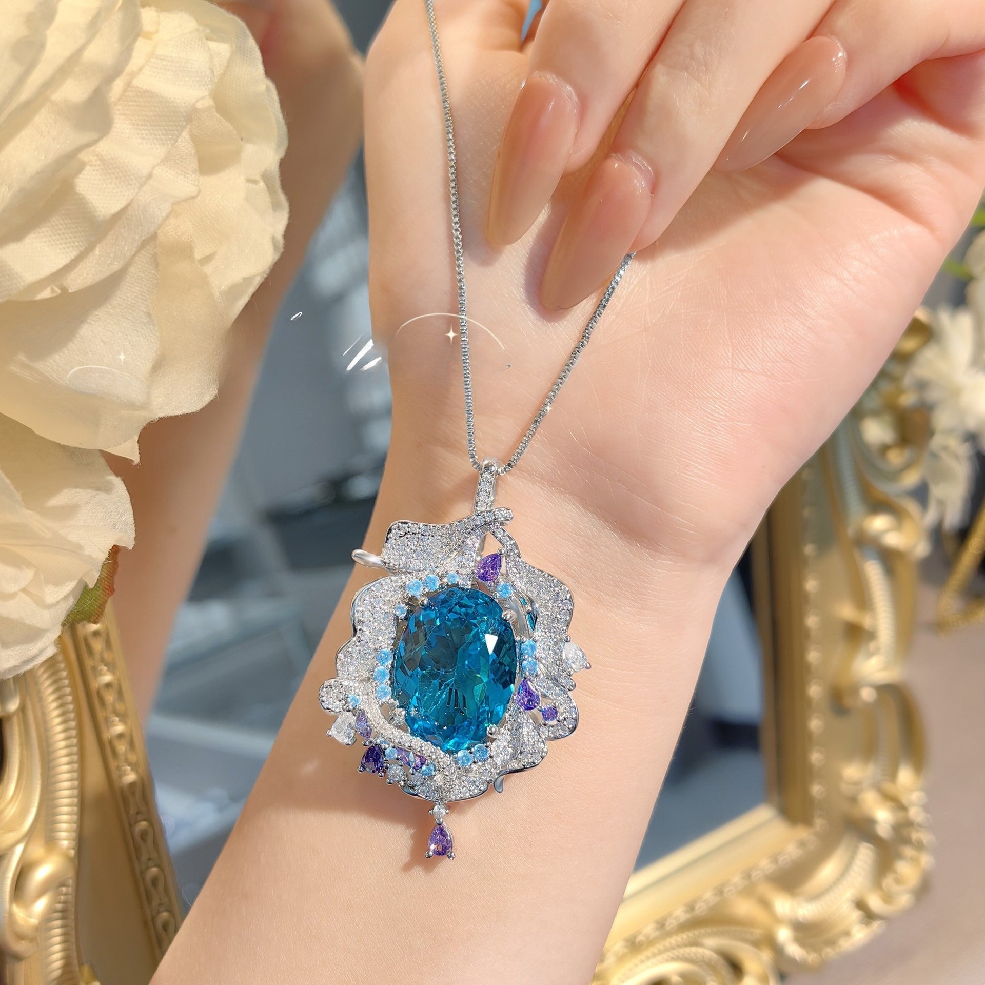 Large & Small Santa Maria Blue Zirconia Pendant – No Chain