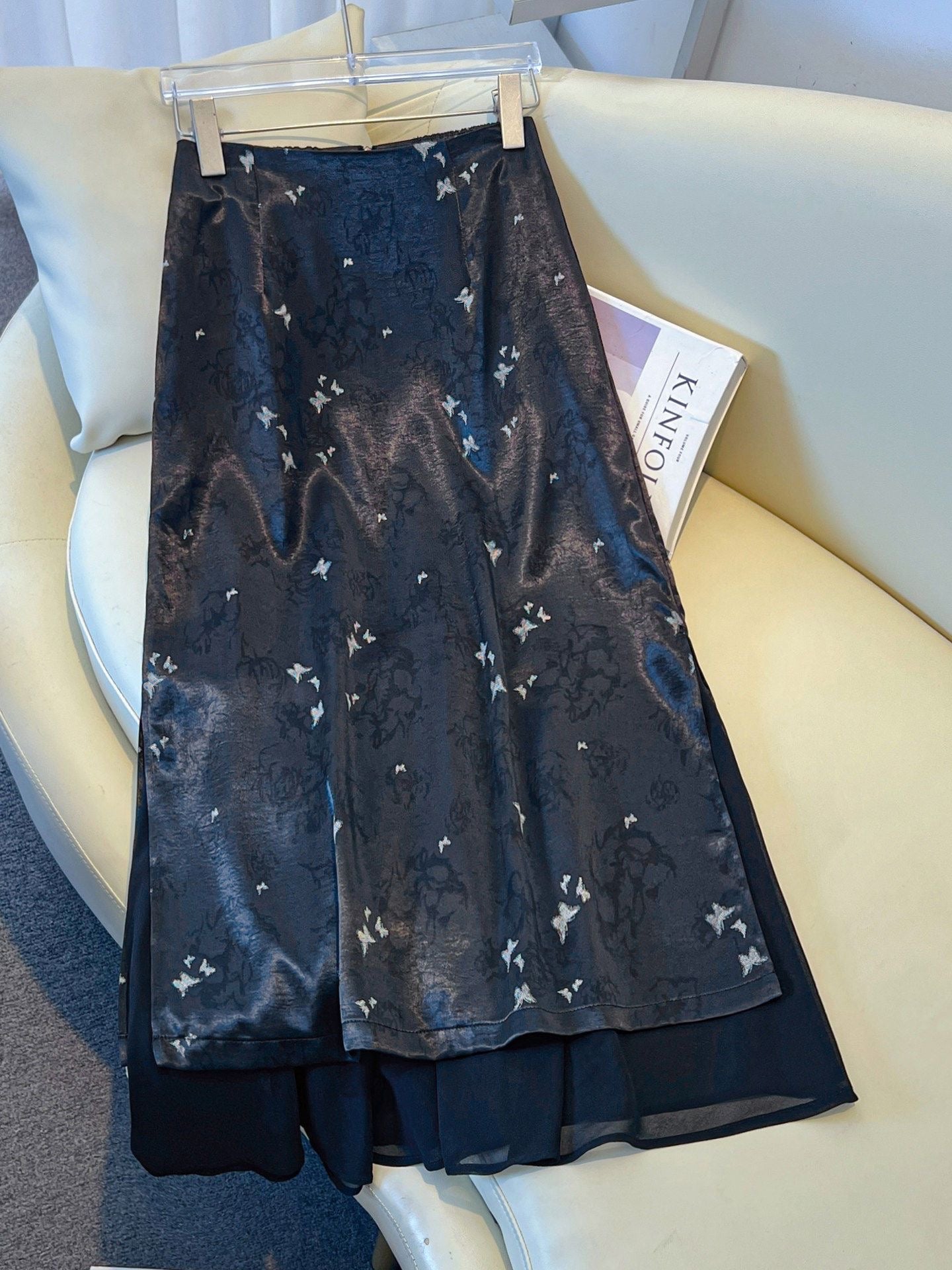 Luxe Satin Midi Skirt – Soft Drape, Elastic High Waist