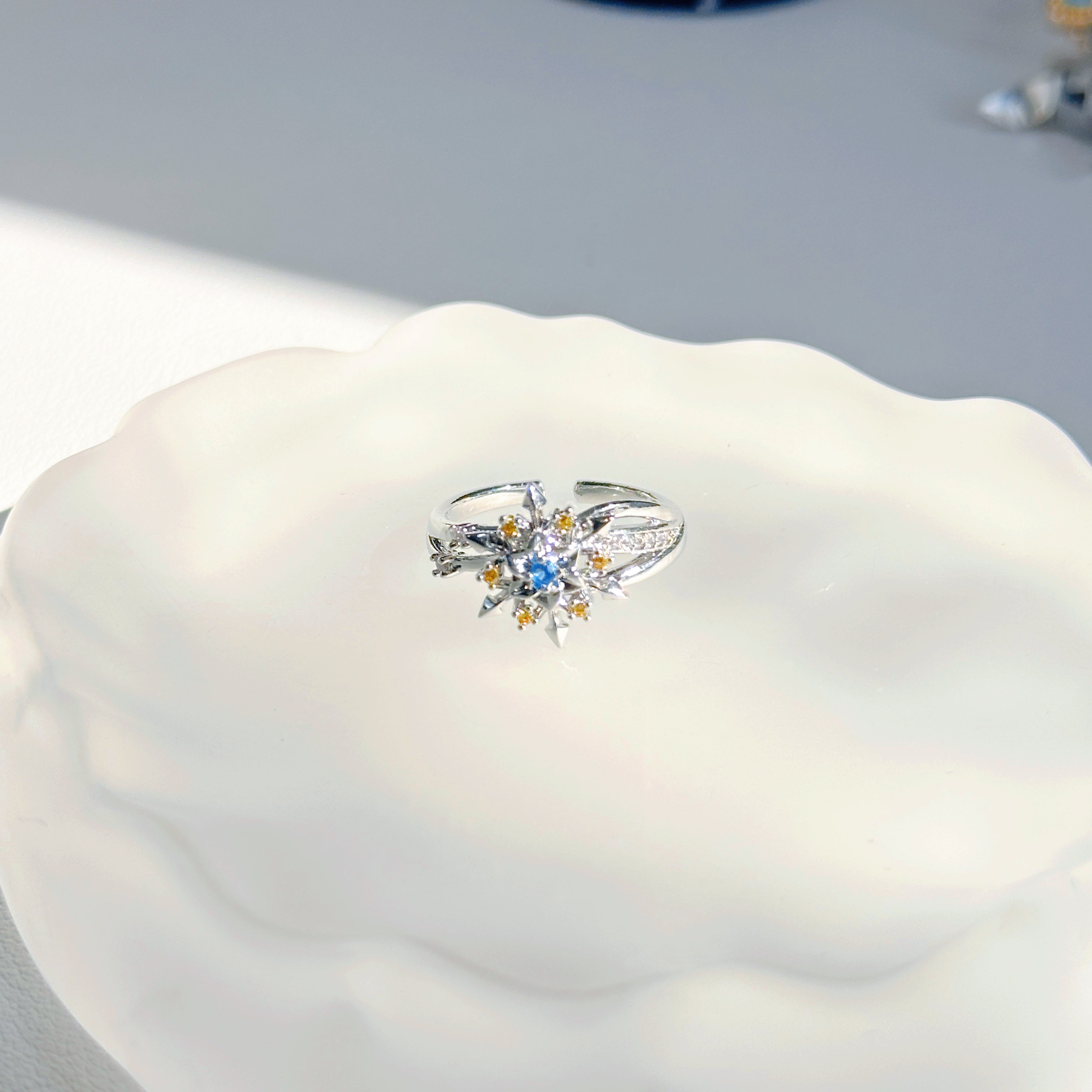Love and Deep Space Snowflake Ring – Open Band Ring Inspired by Li She