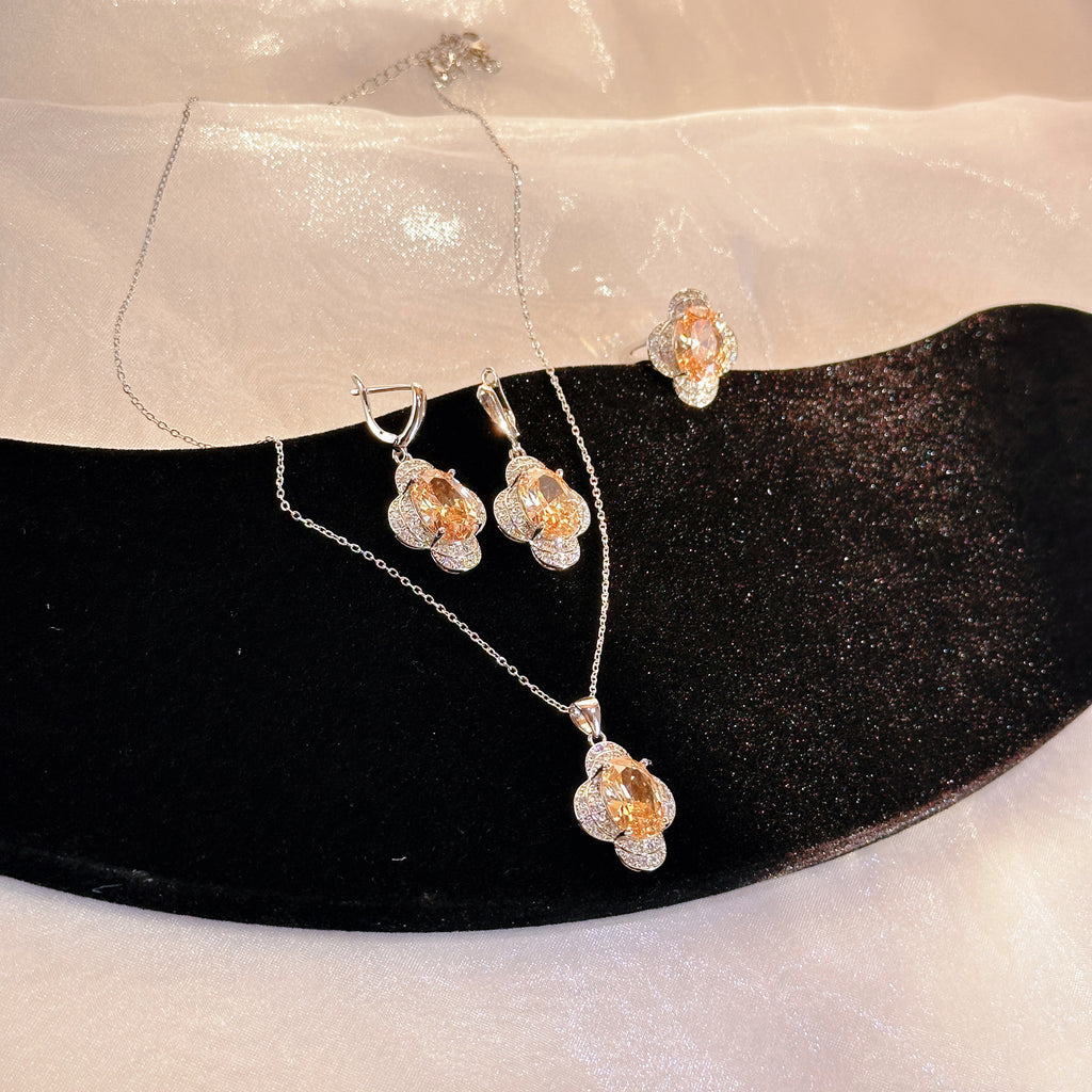 Pale Luna Lumina Trio: Everlasting Zircon Necklace, Ring & Earring Set