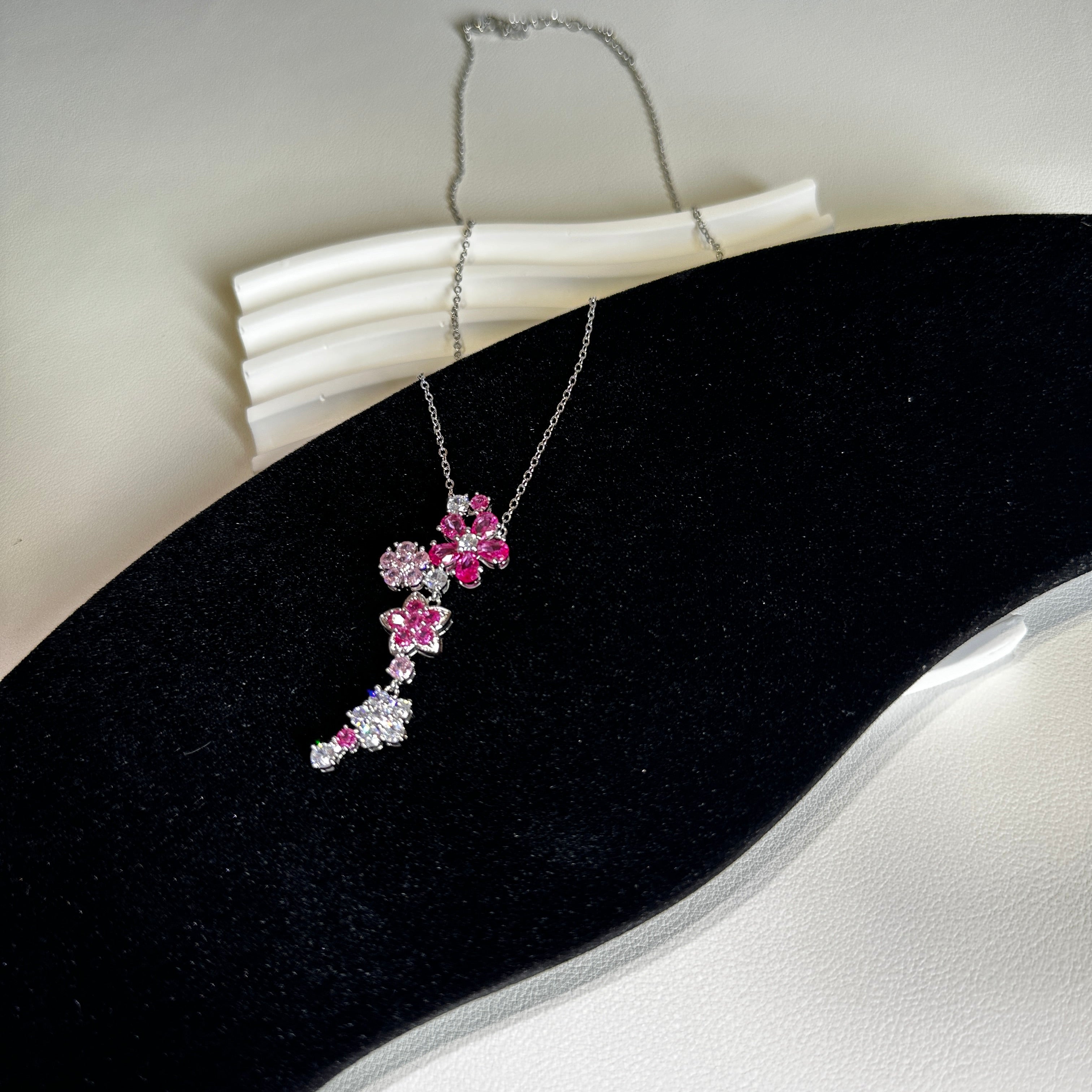 Ruby Red Corundum Jewelry Set - Earrings, Bracelet & Necklace Suite | Floral Design Luxury Women's Jewelry - Pale Luna Jewelry