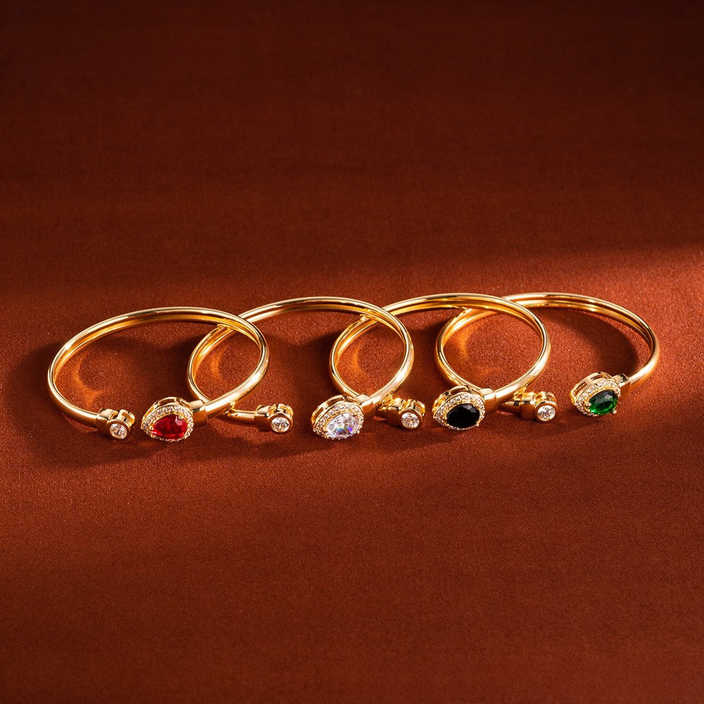 Teardrop Zirconia Bangle – Red, Green or White
