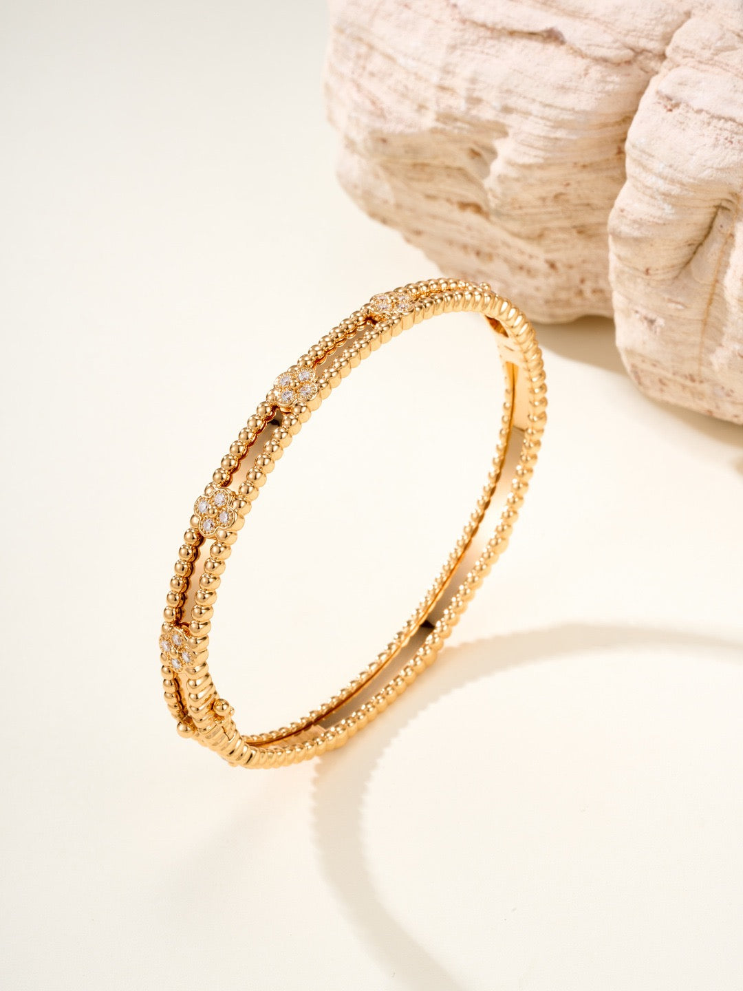 Narrow Floral Diamond Bracelet for Women - 18K Rose Gold Plated, Minimalist Luxury Design