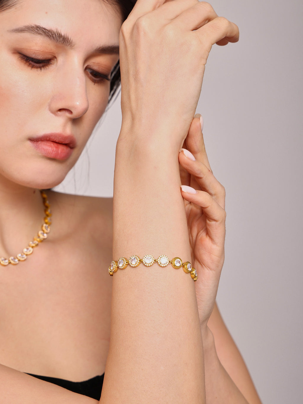 The Linear Light Set - Diamond-Cut Necklace & Bracelet in Gold or Steel