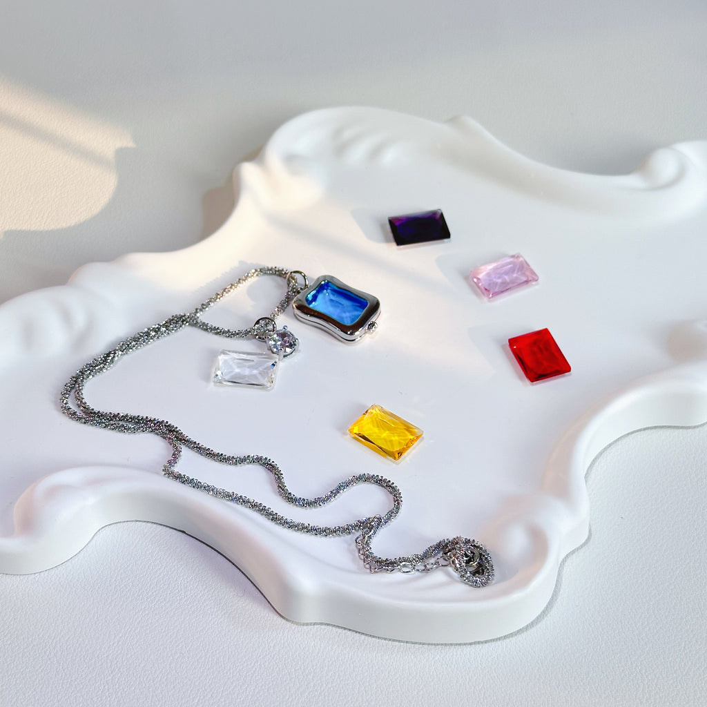 The Chameleon Solitaire Necklace | 6-Color Interchangeable Zirconia & Multi-Way Wear