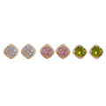 3-Piece Geometric Stud Earrings Set - Rhombus Shape in 3 Colors - Gold/Silver Plated