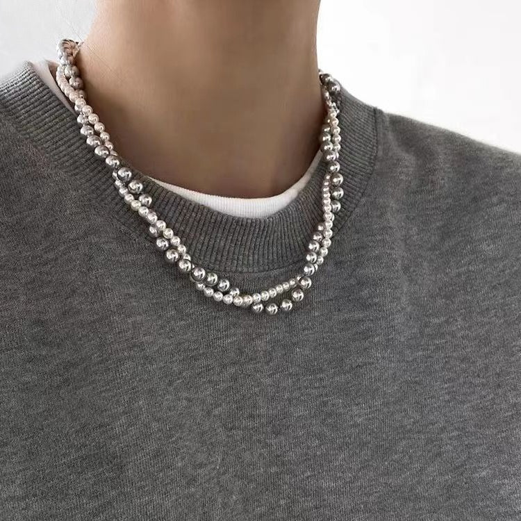 Twilight Twist · Dual-Tone Double-Strand Simulated Pearl Necklace