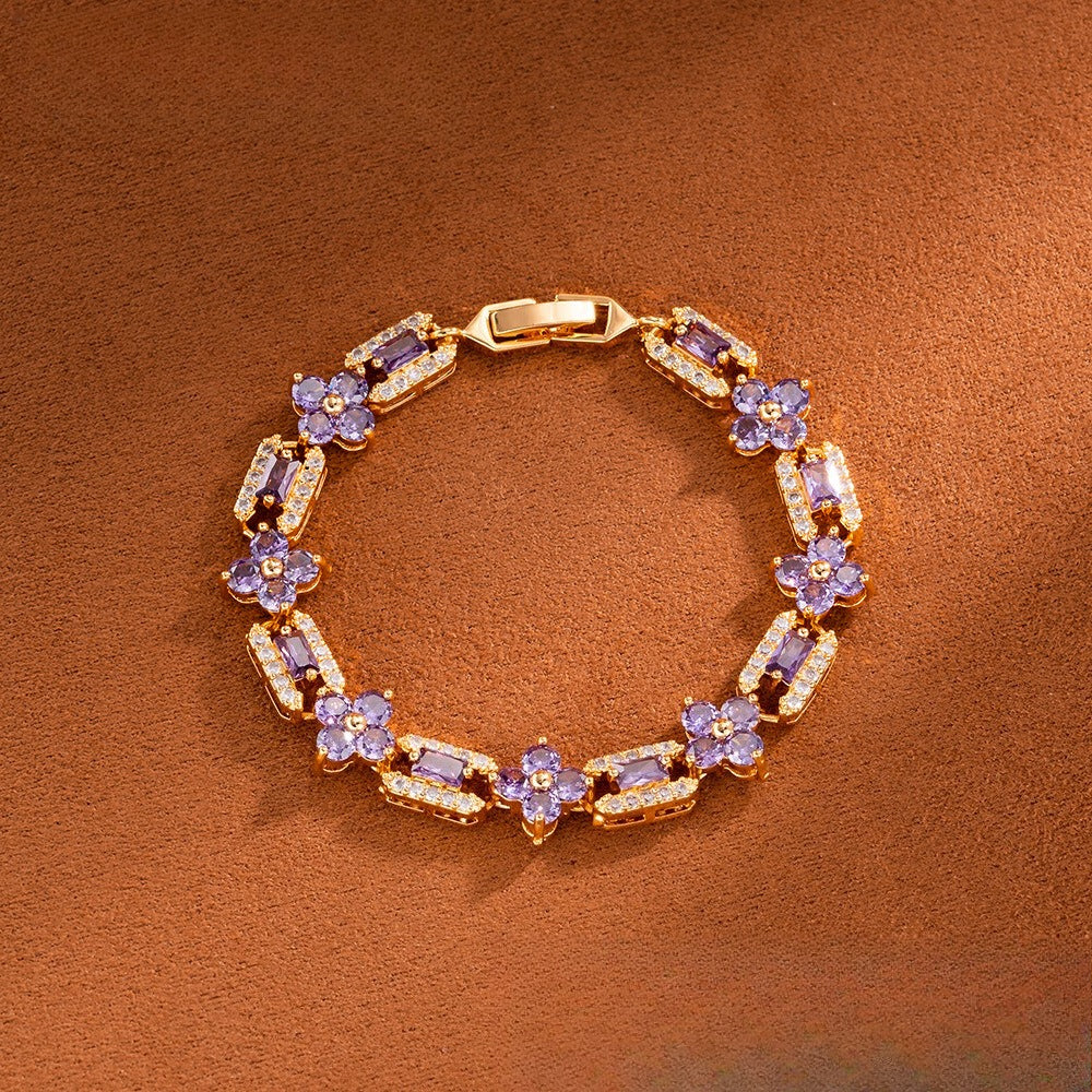 Geometric Circle Zirconia Bracelet – Gold or Silver Tone