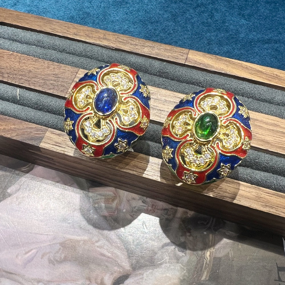 Pale Luna Patina Heirloom: Italian Brushstroke Ring & Stud Set