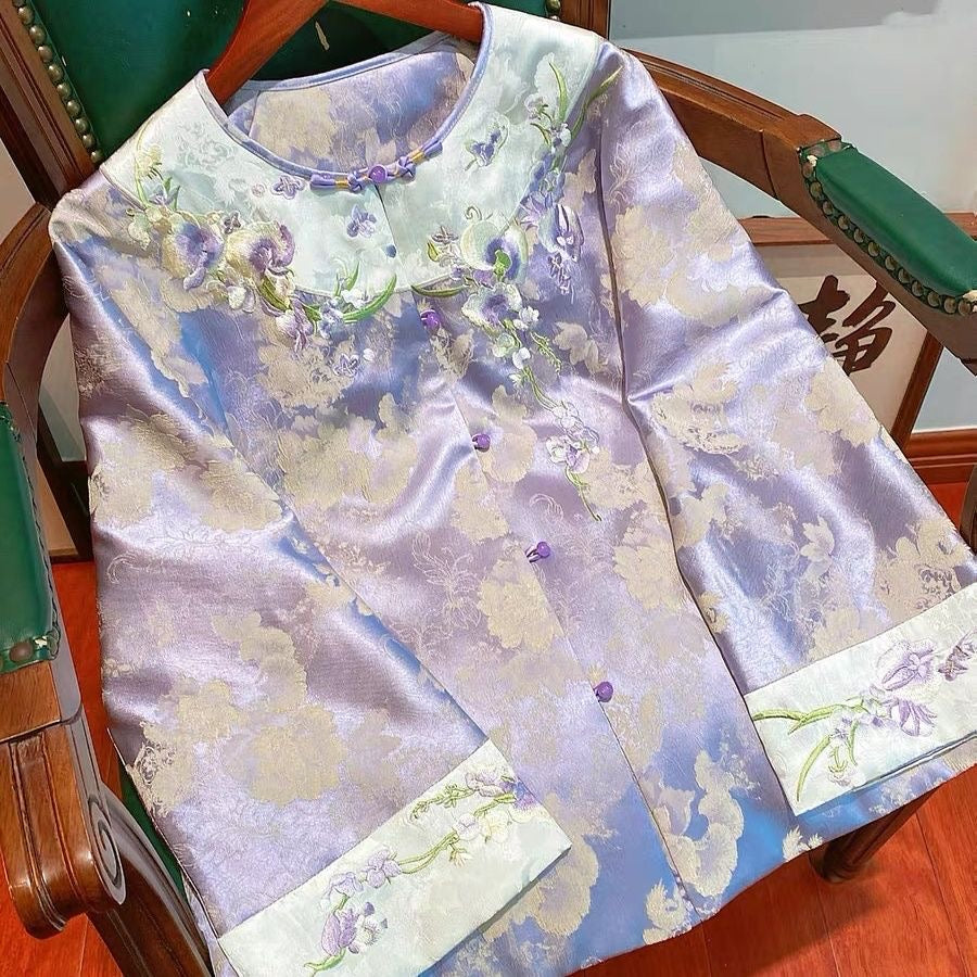 Embroidered Kimono Cardigan – New Chinese Style, Plus Size 4XL