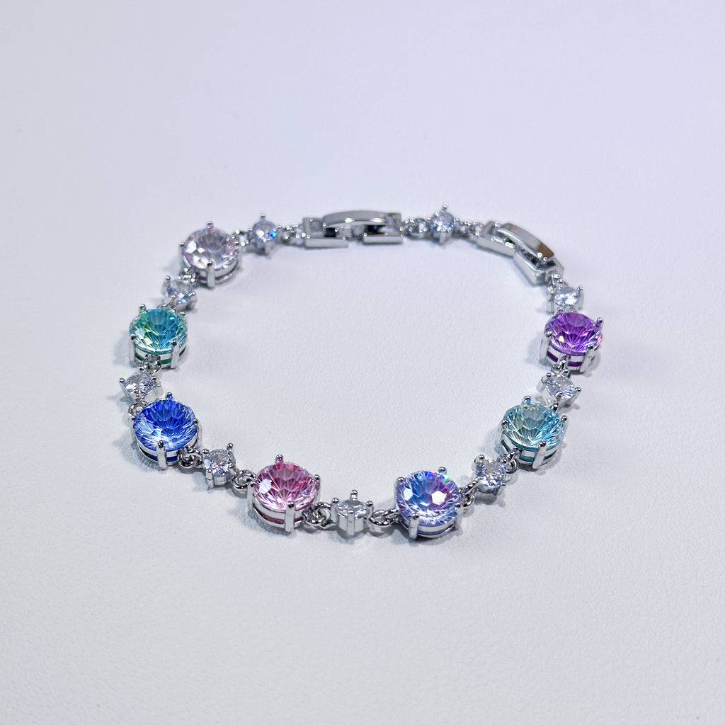4 Single Color & Rainbow Firework Sparkle Tungsten Carbide Zirconia Tennis Bracelet