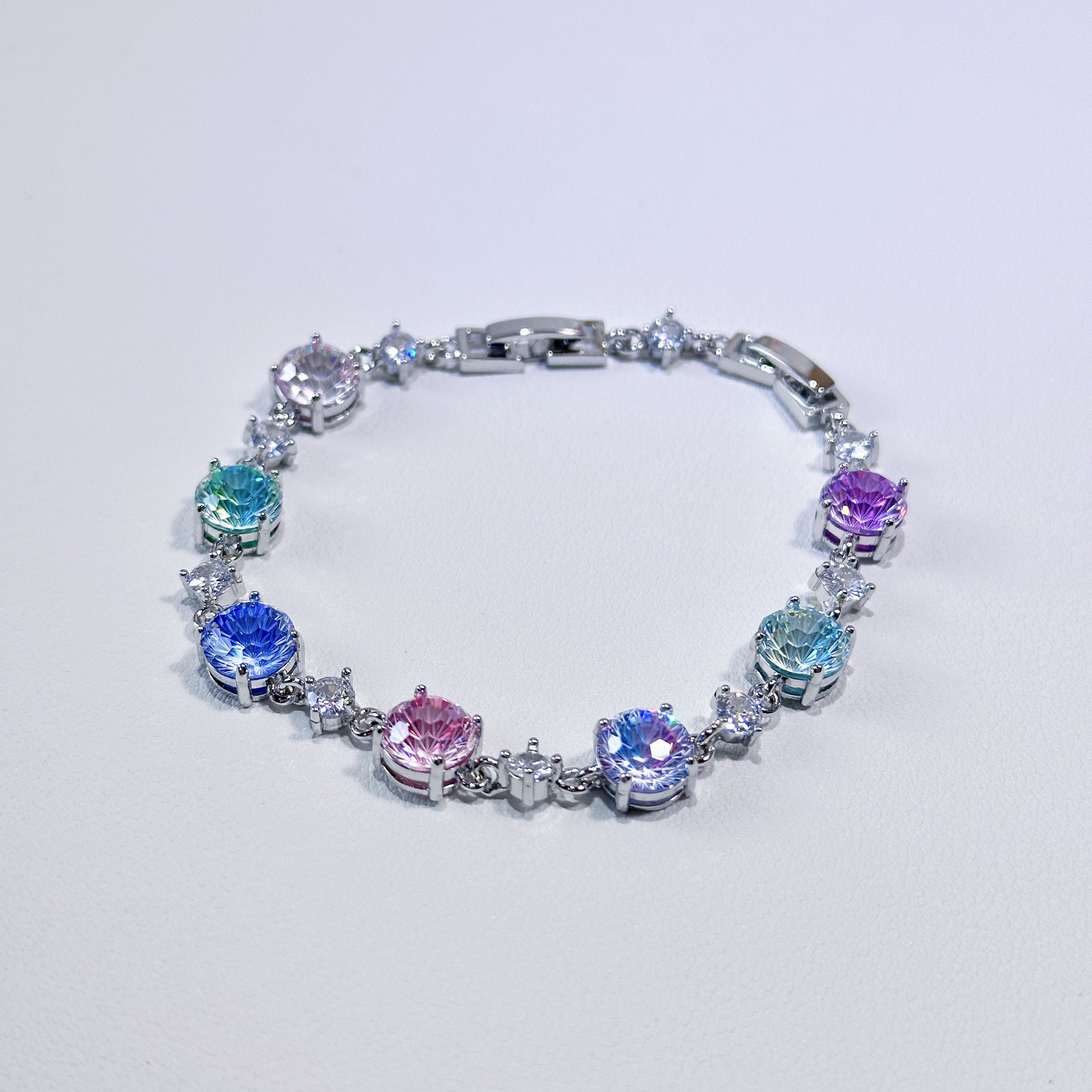 4 Single Color & Rainbow Firework Sparkle Tungsten Carbide Zirconia Tennis Bracelet