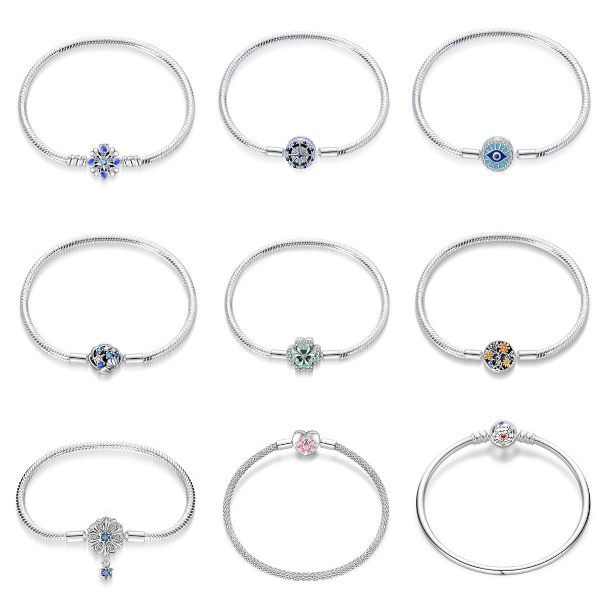 Minimalist Adjustable Chain Bracelet for Charms - Sterling Silver Plated