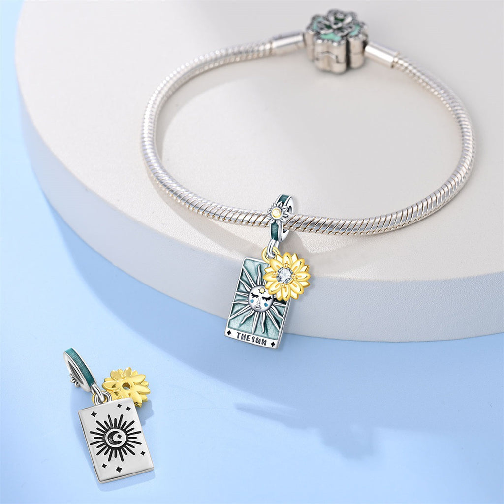 Mystic Tarot Sun & Moon Charm Bracelet – Sterling Silver Plated – Zodiac Energy Jewelry