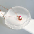 Eternal Bloom Ruby Red Jewelry Set – Necklace, Ring & Bracelet | 4-Leaf Flower Collection for Women
