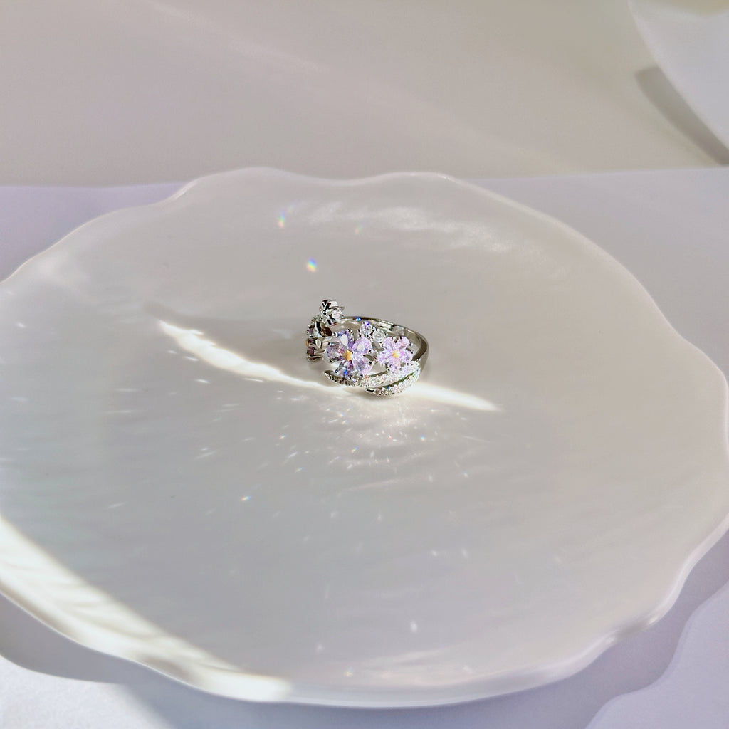 【Love and Deep Space】 Shen Xinghui's Aster Flower Ring - Celestial Bloom with Cubic Zirconia - Pale Luna Jewelry