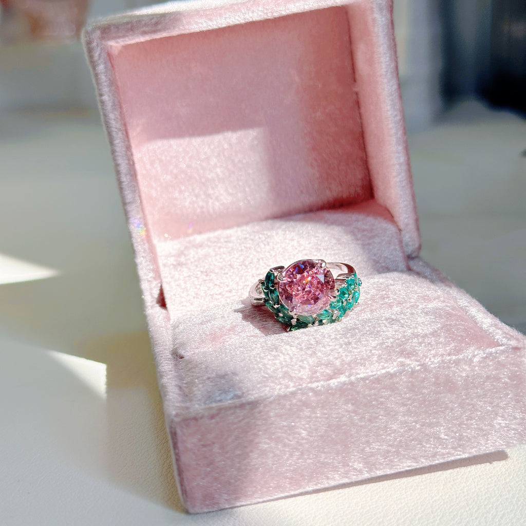Ice Bloom Ring – Ice-Cut High Carbon Diamond Round Ring | 7 Colors Adjustable