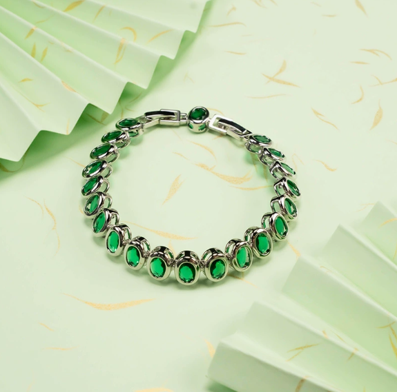 Rainbow Crystal Bracelet – Multi-Color Zirconia Stackable Jewelry