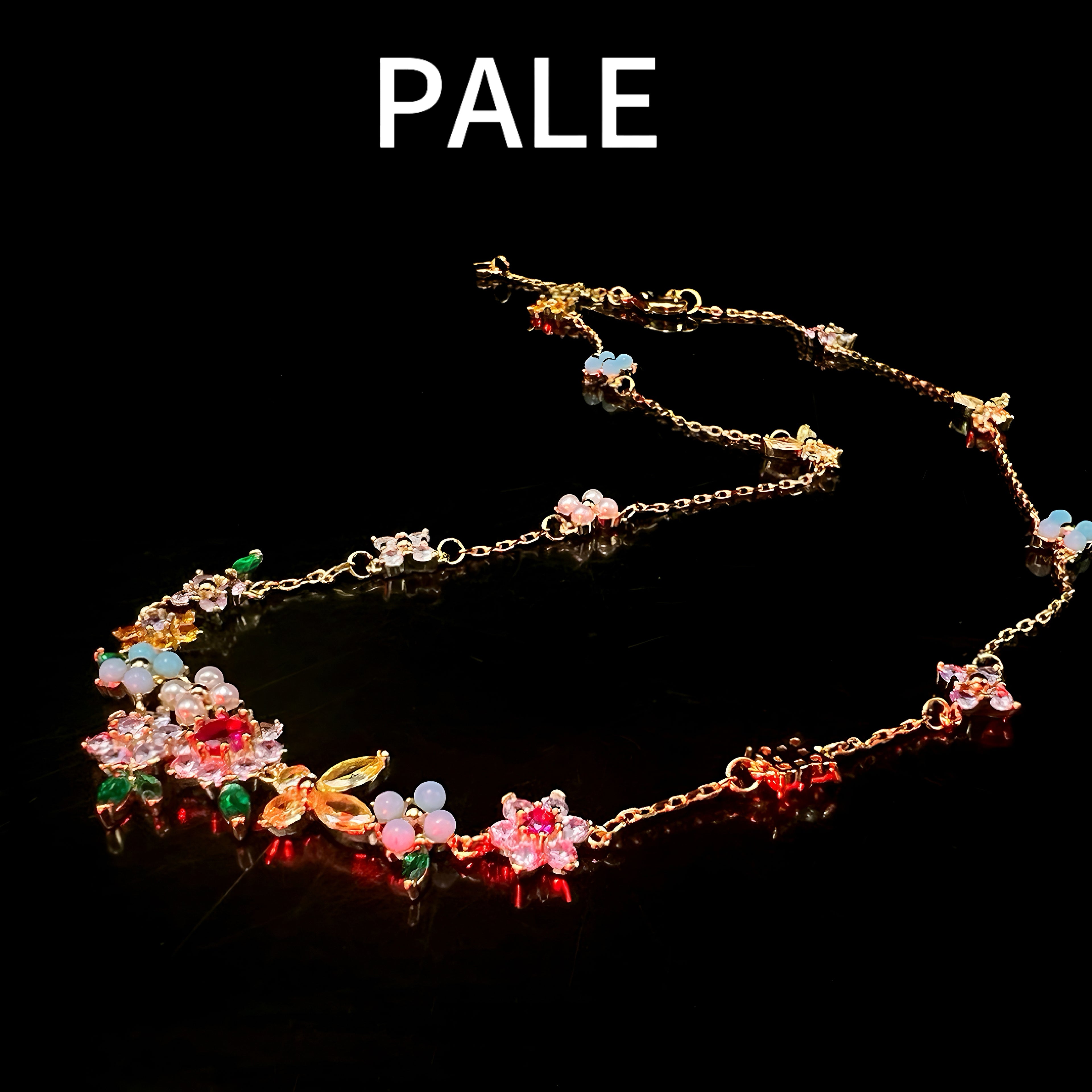 Floral Gemstone Jewelry Set | Bohemian Necklace, Bracelet & Earrings | 24K Gold Plated Handmade Set - Pale Luna Jewelry