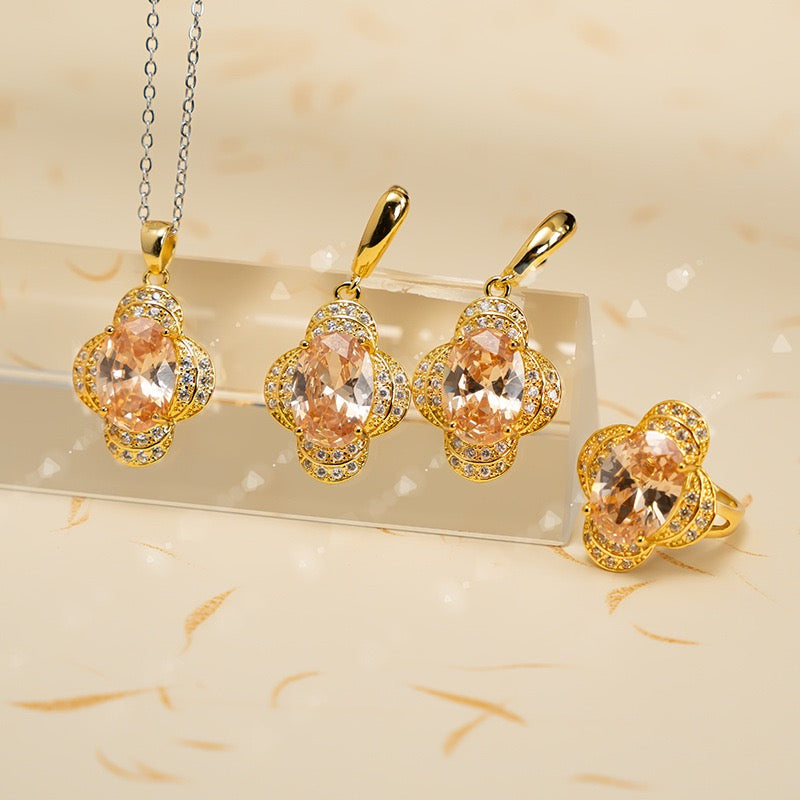 Pale Luna Lumina Trio: Everlasting Zircon Necklace, Ring & Earring Set