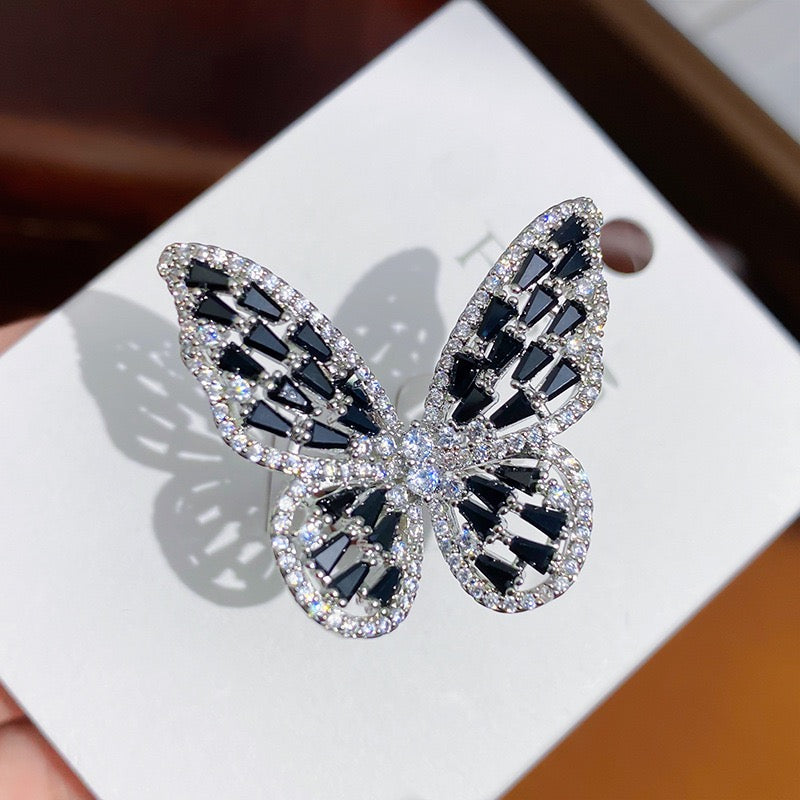 Multi-Color Butterfly Ring - 12 CZ Stone Color Options, Open Band Design