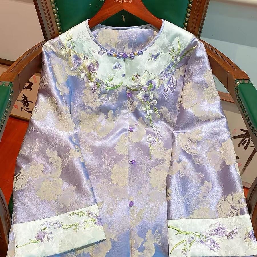 Embroidered Kimono Cardigan – New Chinese Style, Plus Size 4XL