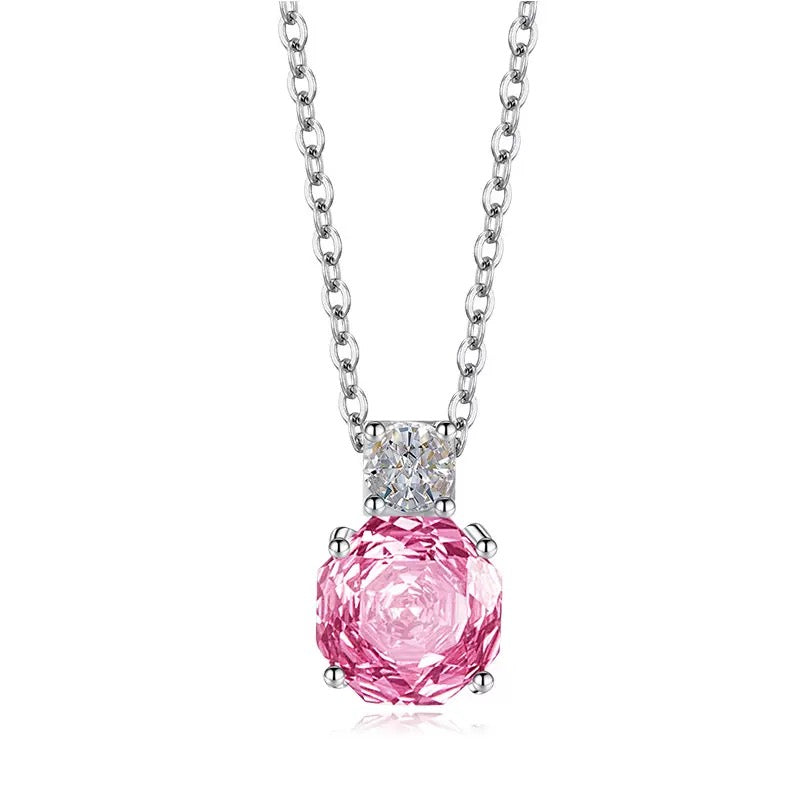 Deep Pink High Carbon Diamond Millennium Rose Cut Set | Octagon Ring Earrings Pendant Trio