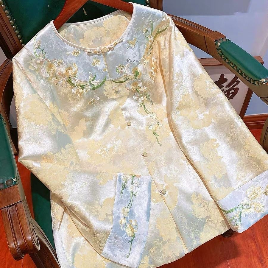 Embroidered Kimono Cardigan – New Chinese Style, Plus Size 4XL